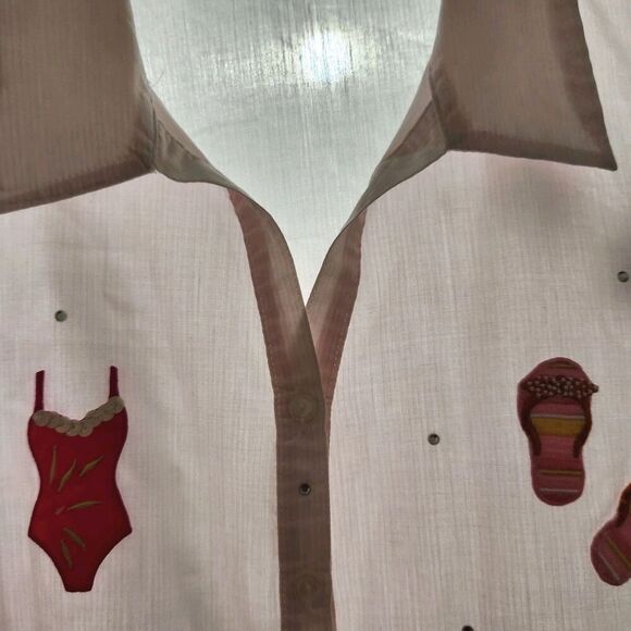 Mili Design Blouse Embroidered Beach Sandals Bikini Rhinestones Size Medium - Picture 9 of 15